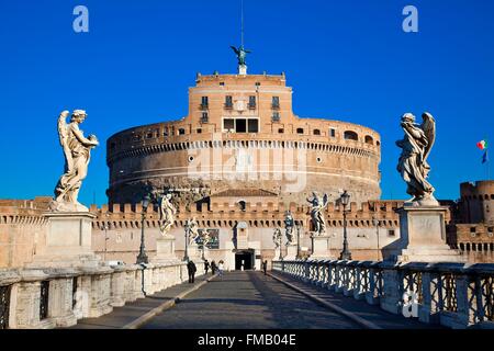 Italien, Latium, Rom, Altstadt Weltkulturerbe der UNESCO, Castel Sant'Angelo, das Mausoleum des Hadrian Stockfoto