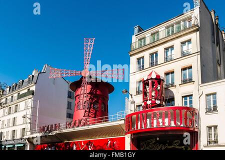 Frankreich, Paris, Pigalle Viertel, Place Blanche, das Moulin Rouge (Moulin Rouge eingetragenes Warenzeichen, Antrag auf Genehmigung Stockfoto