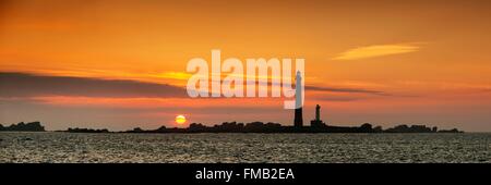 Frankreich, Finistere, Plouguerneau, Virgin Island, Virgin Island Leuchtturm, der höchste Stein Leuchtturm von Europ Stockfoto