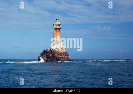 Frankreich, Finistere, Iroise Sizun point, Plogoff, Pointe du Raz, La Vieille Leuchtturm, tolle nationale Seite Stockfoto