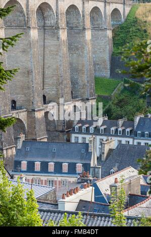 Frankreich, Finistere, Morlaix, im 19. Jahrhundert Viadukt Stockfoto