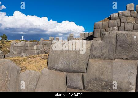 Cusco, Peru, Cusco Provinz als Weltkulturerbe der UNESCO, die Website von Sacsayhuaman, Inka-Festung aus dem 15. aufgeführt Stockfoto