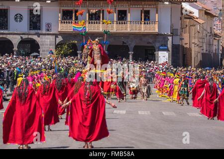 Cusco, Peru, Cusco Provinz aufgeführt als Weltkulturerbe der UNESCO, Inti Raymi oder Sun Festival, ein wichtiges Inka fest, Stockfoto