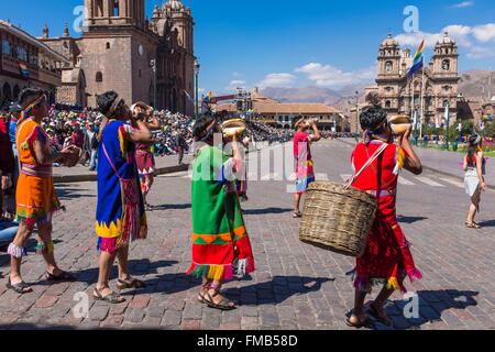 Cusco, Peru, Cusco Provinz aufgeführt als Weltkulturerbe der UNESCO, Inti Raymi oder Sun Festival, ein wichtiges Inka fest, Stockfoto