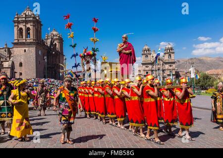 Cusco, Peru, Cusco Provinz aufgeführt als Weltkulturerbe der UNESCO, Inti Raymi oder Sun Festival, ein wichtiges Inka fest, Stockfoto