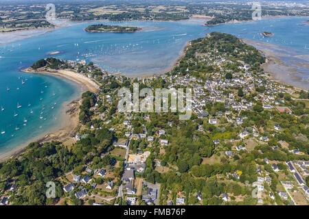 Frankreich, Morbihan, Golf von Morbihan, Ile Aux Moines (Luftbild) Stockfoto