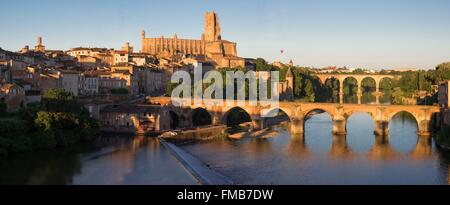 Frankreich, Tarn, Albi, der Bischofsstadt, aufgeführt als Weltkulturerbe von der UNESCO bis Sainte Cecile Kathedrale, die alte Brücke und Stockfoto