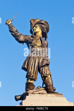 Frankreich, Nord, Dünkirchen, Statue von Jean Bart am Place Jean Bart, der berühmte französische Corsair geboren in Dünkirchen Stockfoto