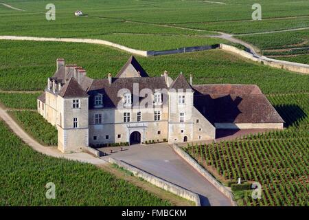 Frankreich, Cote d ' or, Vougeot, Clos de Vougeot (Luftbild) Stockfoto