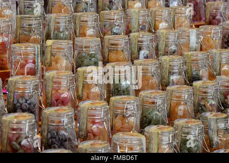 Frankreich, Vogesen, Plainfaing, Confiserie des Hautes Vosges, Süßigkeiten Herstellung, Shop, verschiedene Geschmacksrichtungen Stockfoto