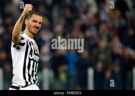 Turin, Italien. 12. März 2016. Leonardo Bonucci Esultanza Torino 03.11.2016 Juventus Stadium, Fußball Calcio Serie A 2015/2016 Juventus - Sassuolo. Foto Filippo Alfero / Credit: Insidefoto/Alamy Live-Nachrichten Stockfoto