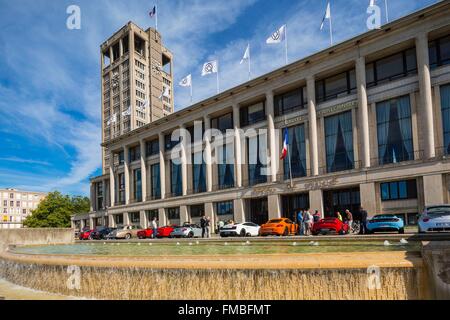 Frankreich, Seine-Maritime, Le Havre, Stadt von Auguste Perret umgebaut als Weltkulturerbe der UNESCO, das City Hotel aufgeführt Stockfoto