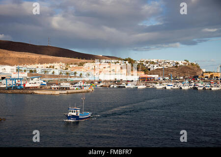 Morro Jable Stadt und Hafen, Insel Fuerteventura, Kanarischen Inseln, Spanien, Europa Stockfoto