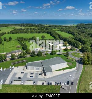 Frankreich, Calvados, Colleville Sur Mer, 44, Overlord Museum, Normandie, Omaha Beach (Luftbild) Stockfoto