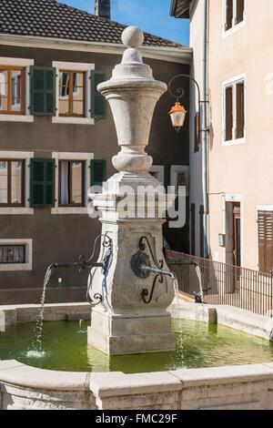 Ain, Pays de Gex, Stadt von Gex, Frankreich, Brunnen aus dem 18. Jahrhundert Stockfoto