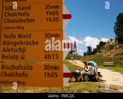 Schweiz, Kanton Wallis, Riederalp Riederfurka 2065m, der Villa Cassel übergeben, der Schweizer Alpen Jungfrau-Aletsch-Weltkulturerbe Stockfoto