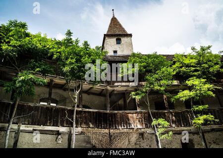 Schweiz, Kanton Freiburg, Gruyères, mittelalterliche Stadt, die Burg Stockfoto