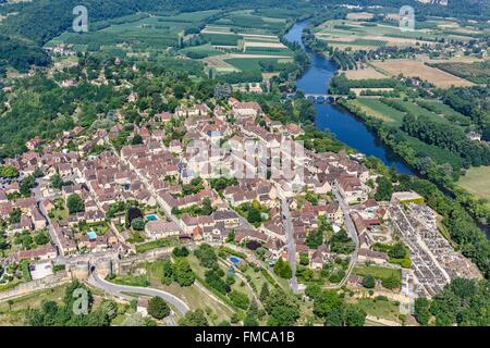 Frankreich, Dordogne, Domme, etikettiert, Les Plus Beaux Dörfer de France (die schönsten Dörfer Frankreichs), das Dorf und La Stockfoto