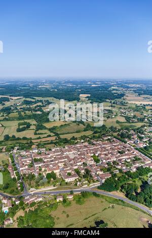 Frankreich, Dordogne, Monpazier, beschriftete Les Plus Beaux Dörfer de France (die schönsten Dörfer Frankreichs), die ummauerte Stockfoto