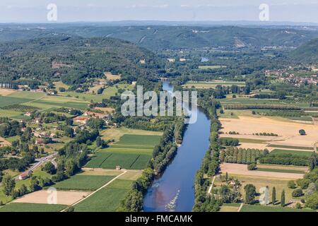 Frankreich, Dordogne, Sainte mondäner klassifiziert La Dordogne Fluss Unesco Welt-Biosphärenreservat (Luftbild) Stockfoto