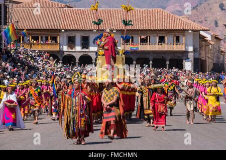Cusco, Peru, Cusco Provinz aufgeführt als Weltkulturerbe der UNESCO, Inti Raymi oder Sun Festival, ein wichtiges Inka fest, Stockfoto