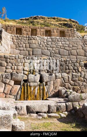 Peru, Cusco Provinz, Inkas Sacred Valley, archäologische Stätte von Tambomachay, Inka-Bad Stockfoto