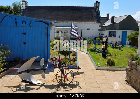 Frankreich, Finistere, Ile de Batz, Porz Kernok Garten Puppen Stockfoto