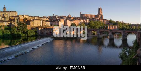 Frankreich, Tarn, Albi, der Bischofsstadt, aufgeführt als Weltkulturerbe von der UNESCO bis Sainte Cecile Kathedrale, die alte Brücke und Stockfoto