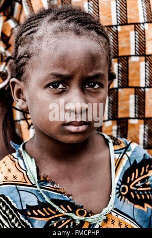 Senegal, Sahel, Ferlo Region, Widou Thiengoly, Kind Peul Stockfoto