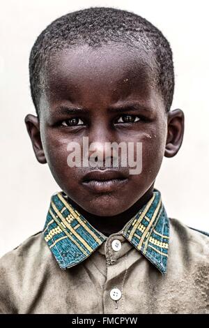 Senegal, Sahel, Ferlo Region, Widou Thiengoly, Kind Peul Stockfoto