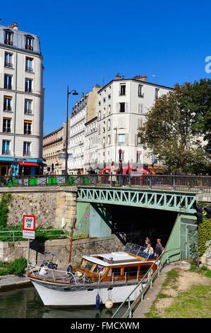 Frankreich, Paris, Quai de Valmy, Canal Saint-Martin Stockfoto