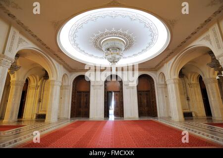 Rumänien, Muntenia, Bukarest, der Palast des Parlaments ist der ehemalige Palast von Ceausescu, Raum des Palastes Stockfoto