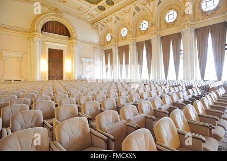 Rumänien, Muntenia, Bukarest, der Palast des Parlaments ist der ehemalige Palast von Ceausescu, Raum des Palastes Stockfoto