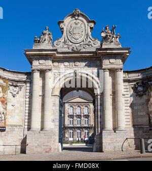 Frankreich, Pas De Calais, Arras, Eingang Tor der Abtei Saint-Vaast, das Museum der bildenden Künste und der Arras-Bibliothek beherbergt Stockfoto