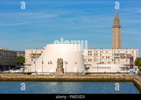 Frankreich, Seine Maritime, Le Havre, Stadt von Auguste Perret umgebaut als Weltkulturerbe der UNESCO, das Becken of Commerce aufgeführt und Stockfoto