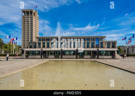 Frankreich, Seine-Maritime, Le Havre, Stadt von Auguste Perret umgebaut als Weltkulturerbe der UNESCO, das City Hotel aufgeführt Stockfoto