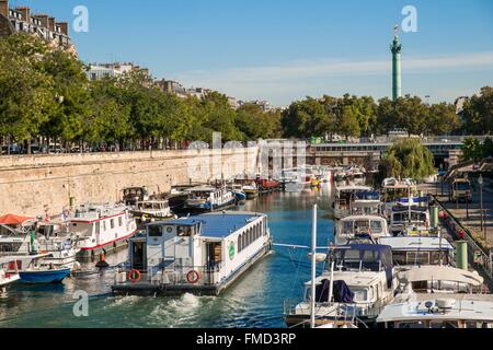 Frankreich, Paris, Bastille, der Arsenal-Hafen, der Juli-Spalte Stockfoto