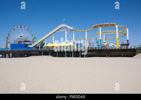 Santa Monica Beach und Vergnügungspark in der Nähe von National Highway 1, Pacific Coast Highway, PCH, California,U.S.A. Stockfoto