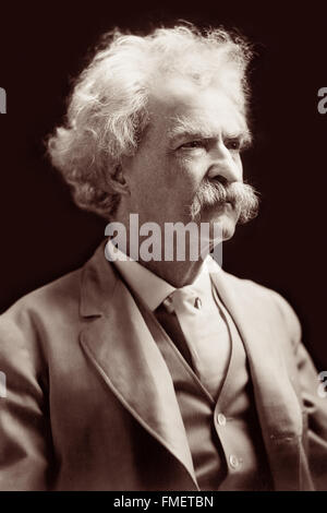 Porträt (c1907) von Samuel Langhorne Clemens, im Volksmund bekannt als Mark Twain. Stockfoto