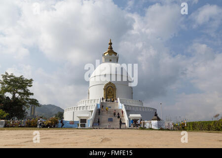 Foto von der World Peace Pagoda in Pokhara, Nepal. Stockfoto