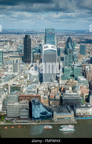 Luftaufnahme des Financial District in London, Großbritannien Stockfoto