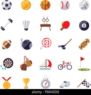 Flaches Design Sport und Gymnastik Icons set Stock Vektor