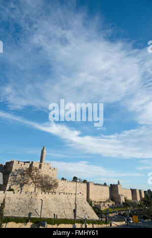 Zitadelle von David und Stadtmauern. Altstadt von Jerusalem. Israel. Stockfoto