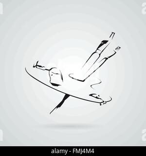 Einfache Konturen Bild der Palette mit Farben und Pinsel. Stock Vektor