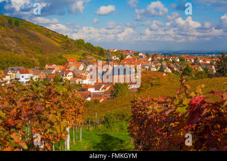 Zeigen Sie im Herbst über das Dorf Sant Martin, Pfalzerwald Bereich, Rheinland-Palantine.Germany an. Stockfoto