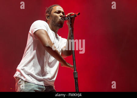 Okeechobee, Florida, USA. 5. März 2016. Rapper KENDRICK LAMAR tritt beim Musikfestival in Okeechobee, Florida Okeechobee © Daniel DeSlover/ZUMA Draht/Alamy Live News Stockfoto