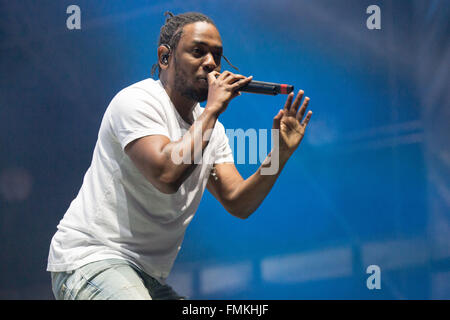 Okeechobee, Florida, USA. 5. März 2016. Rapper KENDRICK LAMAR tritt beim Musikfestival in Okeechobee, Florida Okeechobee © Daniel DeSlover/ZUMA Draht/Alamy Live News Stockfoto