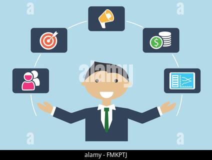 Menschen bei der Arbeit: Vektor-Illustration von marketing-Manager oder Marketing-Experte Job-Profil Stock Vektor