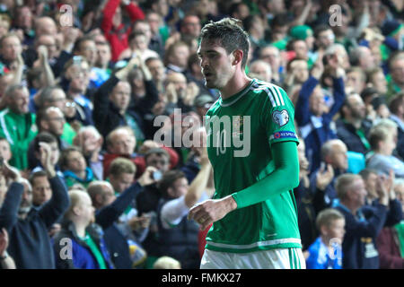 7. September 2015 - Euro 2016-Qualifikation - Gruppe F - Nordirland 1 Ungarn 1. Nordirland hat Kyle Lafferty weiterleiten Stockfoto