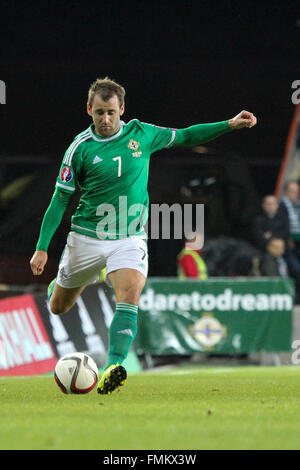 7. September 2015 - Euro 2016-Qualifikation - Gruppe F - Nordirland 1 Ungarn 1. Nordirland-Mittelfeldspieler Niall McGinn. Stockfoto